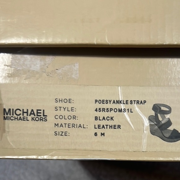 Black Leather Wedge Sandals - Picture 2 of 6